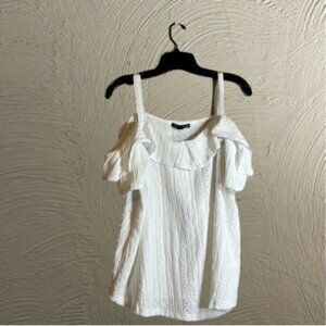 Cable & Gauge White Size XL Open Shoulder Blouse